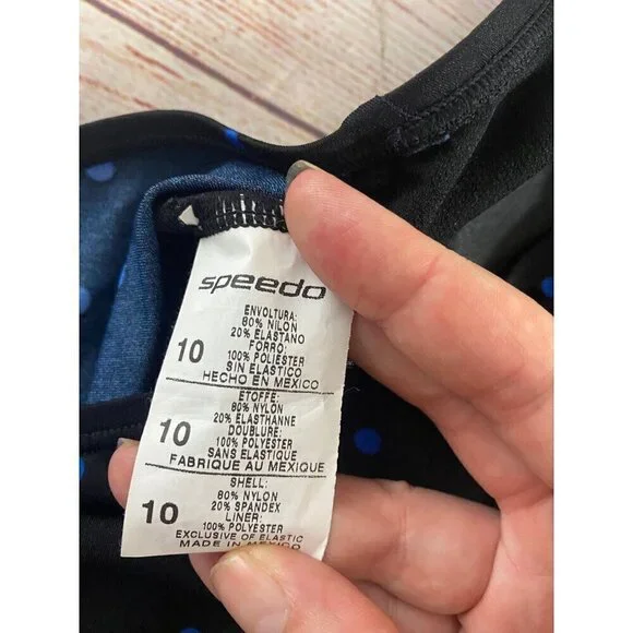 Speedo Women's Blue Polka Dot One Piece Swim Suit - 10 - Picture 11 of 12